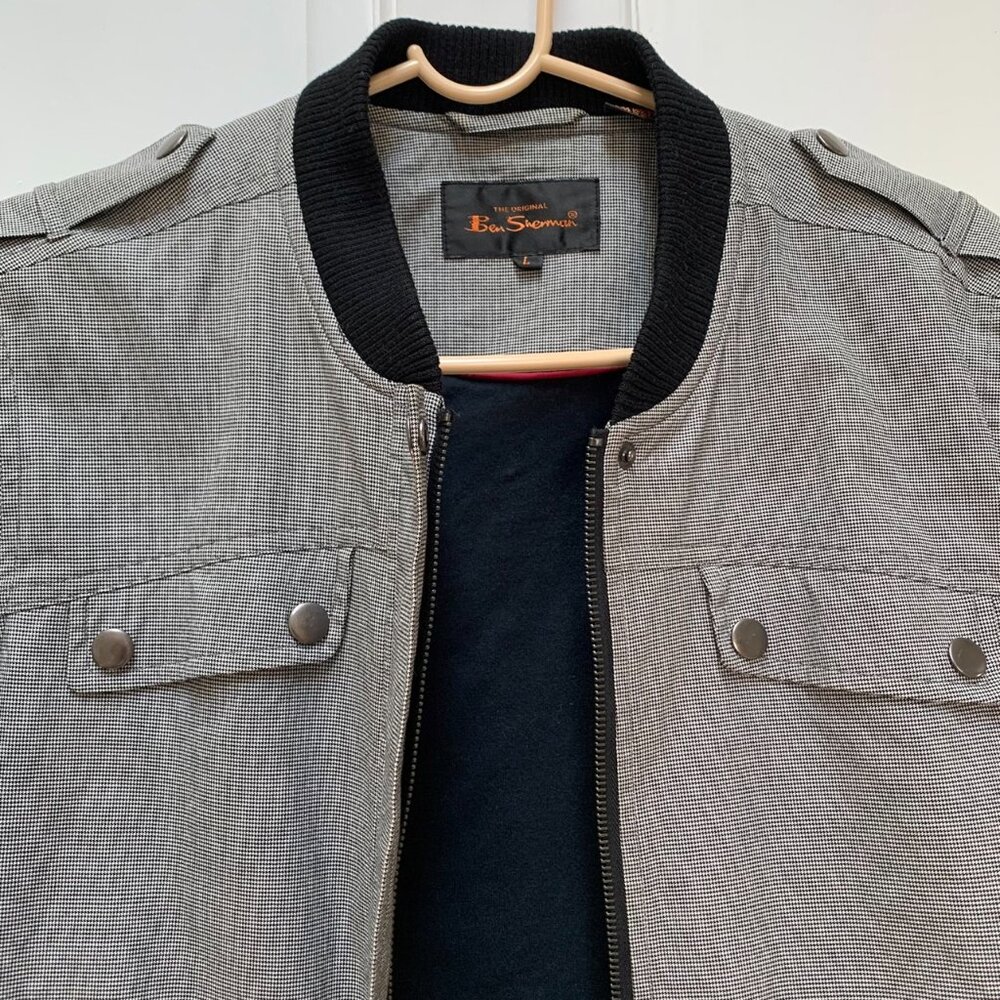 Men's Ben Sherman Checkered Bomber Jacket - EUC